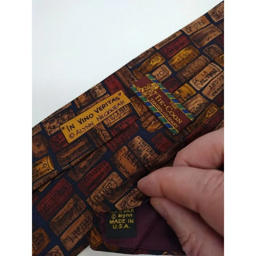 Alynn Neckwear Tie Lot Of 2 Scales Of Justice and In Vino Veritas USA Made Silk